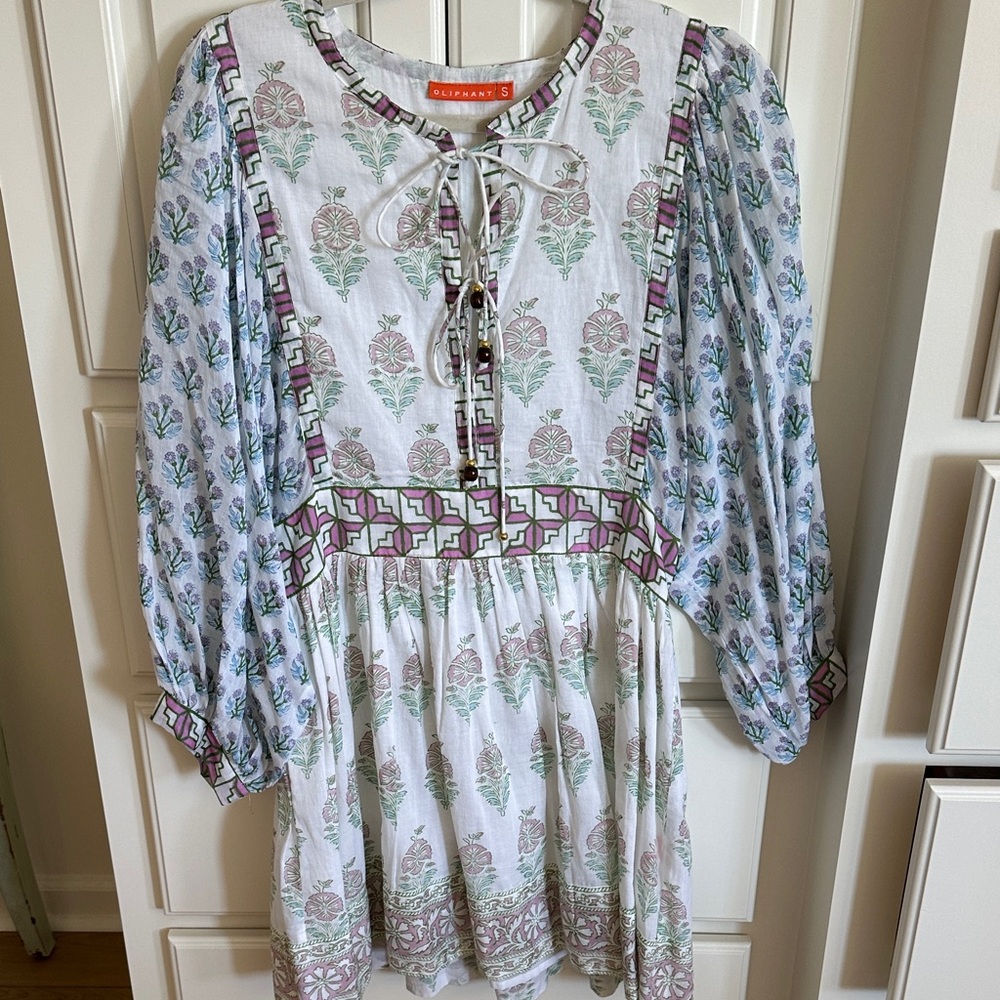 Oliphant White and Green Floral Dress